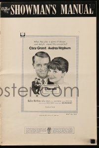 9x591 CHARADE pressbook 1963 art of tough Cary Grant & sexy Audrey Hepburn, expect the unexpected!