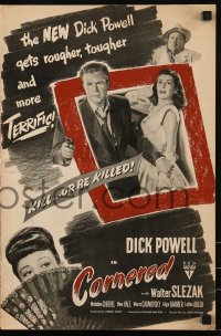 9x608 CORNERED pressbook 1946 great artwork of Dick Powell pointing gun & Walter Slezak, rare!