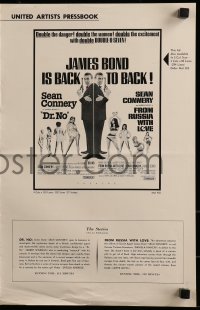9x632 DR. NO/FROM RUSSIA WITH LOVE pressbook 1965 Sean Connery is James Bond, danger & excitement!