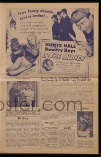 9x720 IN THE MONEY pressbook 1958 Huntz Hall & The Bowery Boys are the daffy dragnet!
