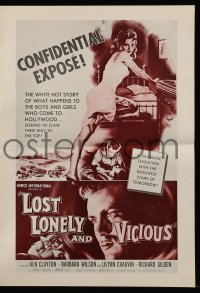 9x764 LOST, LONELY & VICIOUS pressbook 1958 sexy bad girl, what happens to boys & girls in Hollywood