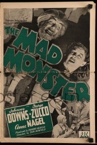 9x769 MAD MONSTER pressbook 1942 mad doctor George Zucco turns men into hideous beasts!