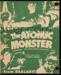 9x773 MAN MADE MONSTER pressbook R1953 The Atomic Monster Lon Chaney Jr. has the touch of death!