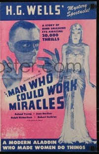 9x774 MAN WHO COULD WORK MIRACLES pressbook R1947 H.G. Wells, a modern Aladdin who made women do things!