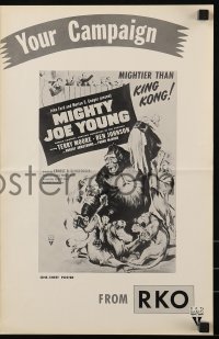 9x785 MIGHTY JOE YOUNG pressbook R1957 first Ray Harryhausen, art of ape rescuing girl from lions!