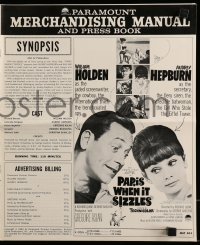 9x830 PARIS WHEN IT SIZZLES pressbook 1964 Audrey Hepburn with gun & William Holden in France!