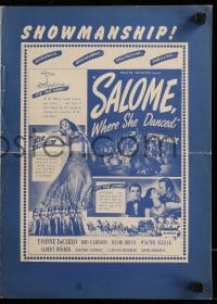 9x869 SALOME WHERE SHE DANCED pressbook R1953 great images of sexy dancer Yvonne De Carlo!