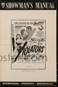 9x966 VIOLATORS pressbook 1957 sexy smoking bad girl teenager on parole, too hard to care!