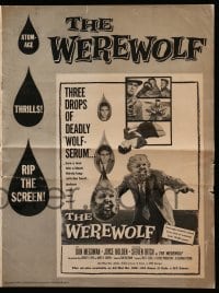 9x973 WEREWOLF pressbook 1956 two great wolf-man horror images, happens before your horrified eyes!