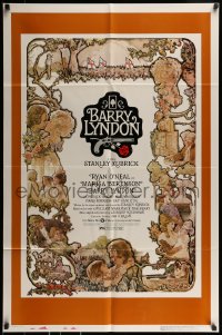 9y065 BARRY LYNDON 1sh 1975 Stanley Kubrick, Ryan O'Neal, colorful art of cast by Gehm!