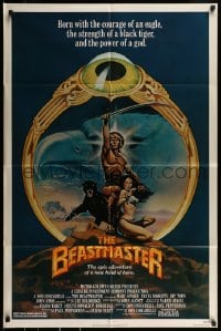 9y068 BEASTMASTER 1sh 1982 Taylor art of bare-chested Marc Singer & sexy Tanya Roberts!