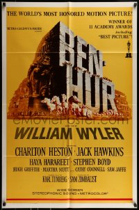 9y079 BEN-HUR 1sh R1969 Charlton Heston, William Wyler classic religious epic, chariot art!