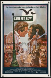 9y131 CANNERY ROW 1sh 1982 cool art of Nick Nolte about to kiss Debra Winger by John Solie!