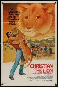 9y148 CHRISTIAN THE LION 1sh 1977 Travers, the Born Free legend grows, The Lion at World's End!