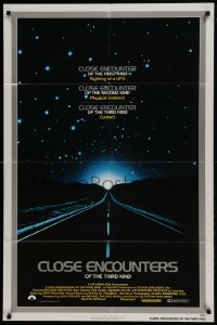 9y151 CLOSE ENCOUNTERS OF THE THIRD KIND 1sh 1977 Spielberg's sci-fi classic, silver border design