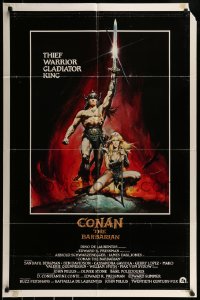 9y166 CONAN THE BARBARIAN int'l 1sh 1982 Arnold Schwarzenegger & sexy Sandahl Bergman by Casaro!