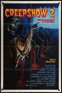 9y179 CREEPSHOW 2 1sh 1987 Tom Savini, great Winters artwork of skeleton Creep in theater!