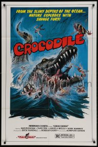9y180 CROCODILE 1sh 1981 Chorake, wild art of giant croc eating naked girl!