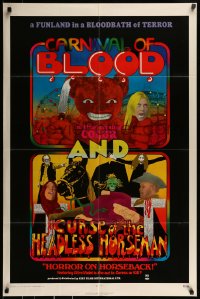 9y184 CURSE OF THE HEADLESS HORSEMAN/CARNIVAL OF BLOOD 1sh 1972 psychedelic horror double bill!