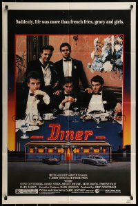 9y212 DINER 1sh 1982 Barry Levinson, Kevin Bacon, Daniel Stern, Mickey Rourke, art by Joe Garnett!