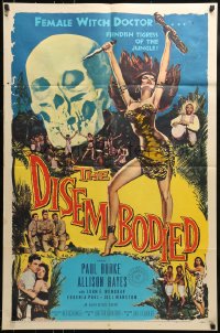 9y217 DISEMBODIED 1sh 1957 artwork of super sexy female voodoo witch doctor Allison Hayes!