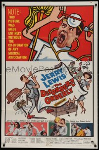 9y218 DISORDERLY ORDERLY 1sh 1965 artwork of wackiest hospital nurse Jerry Lewis!