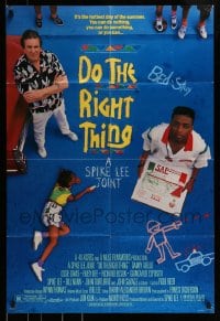 9y221 DO THE RIGHT THING DS 1sh 1989 Spike Lee, Danny Aiello, girl scribbling with sidewalk chalk!