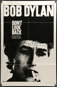 9y225 DON'T LOOK BACK 1sh R1983 D.A. Pennebaker, super c/u of Bob Dylan with cigarette in mouth!