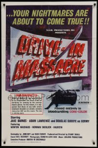 9y236 DRIVE-IN MASSACRE 1sh 1976 your nightmares are about to come true in GORE-COLOR!