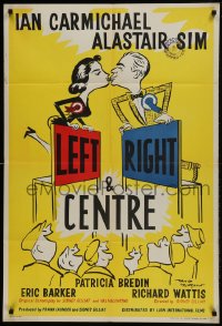 9y499 LEFT RIGHT & CENTRE English 1sh 1959 wacky art of political candidates in love by Langdon!