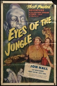 9y281 EYES OF THE JUNGLE 1sh 1953 Jon Hall & Alyce Lewis in the savage jungles of India!