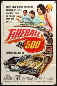 9y301 FIREBALL 500 1sh 1966 race car driver Frankie Avalon & sexy Annette Funicello!