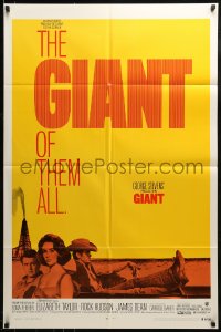 9y337 GIANT 1sh R1970 James Dean, Elizabeth Taylor, Rock Hudson, directed by George Stevens!