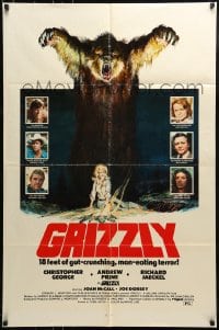 9y369 GRIZZLY 1sh 1976 great Neal Adams art of grizzly bear attacking sexy camper, horror!