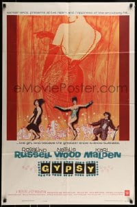 9y374 GYPSY 1sh 1962 wonderful artwork of Rosalind Russell & sexiest Natalie Wood!