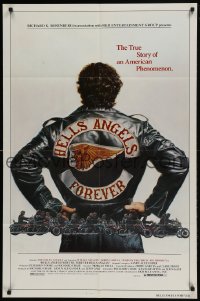 9y391 HELL'S ANGELS FOREVER 1sh 1983 cool art of biker gang on motorcycles by Charles Zilly!
