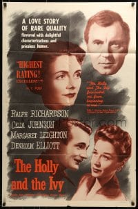 9y397 HOLLY & THE IVY 1sh 1954 Ralph Richardson, Celia Johnson, Margaret Leighton, Denholm Elliott