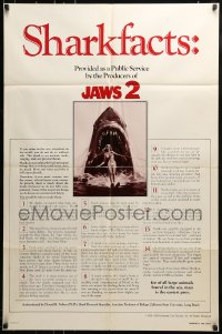 9y445 JAWS 2 1sh 1978 art of giant shark attacking girl on water by Feck + cool shark facts!