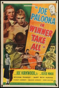 9y451 JOE PALOOKA IN WINNER TAKE ALL 1sh 1948 Joe Kirkwood Jr., Elyse Knox, boxing!