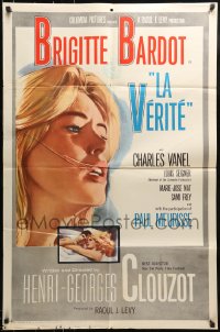 9y474 LA VERITE 1sh 1961 super sexy Brigitte Bardot, Henri-Georges Clouzot!