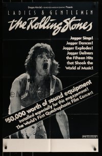 9y478 LADIES & GENTLEMEN THE ROLLING STONES 25x35 1sh 1973 c/u of rock & roll singer Mick Jagger!