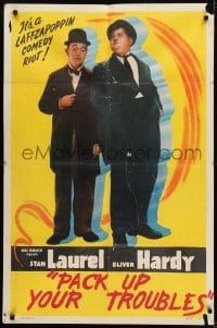9y491 LAUREL & HARDY 1sh 1947 Hal Roach, cool image of Stan Laurel & Oliver Hardy, laffzapoppin!