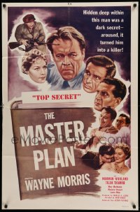9y559 MASTER PLAN 1sh 1956 Wayne Morris & Tilda Thamar, communist spy thriller, Top Secret!