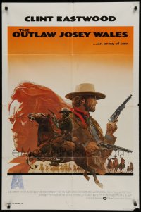 9y648 OUTLAW JOSEY WALES int'l 1sh 1976 Eastwood is an army of one, profile art by Roy Andersen!