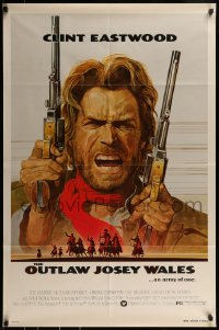 9y649 OUTLAW JOSEY WALES studio style 1sh 1976 Clint Eastwood is an army of one, Roy Anderson art!