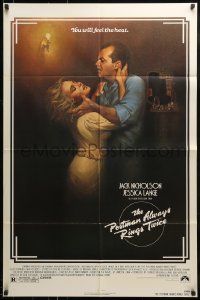 9y678 POSTMAN ALWAYS RINGS TWICE 1sh 1981 art of Jack Nicholson & Jessica Lange by Rudy Obrero!