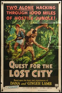 9y695 QUEST FOR THE LOST CITY style A 1sh 1954 hacking through 100 miles of hostile Mayan jungle!