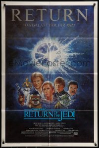 9y715 RETURN OF THE JEDI NSS style 1sh R1985 George Lucas classic, Mark Hamill, Ford, Tom Jung art!