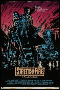 9y823 STREETS OF FIRE 1sh 1984 Walter Hill directed, Michael Pare, Diane Lane, artwork by Riehm!
