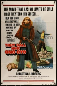 9y865 THEY CALL HER ONE EYE 1sh 1974 wild cult classic, Christina Lindberg in the title role!
